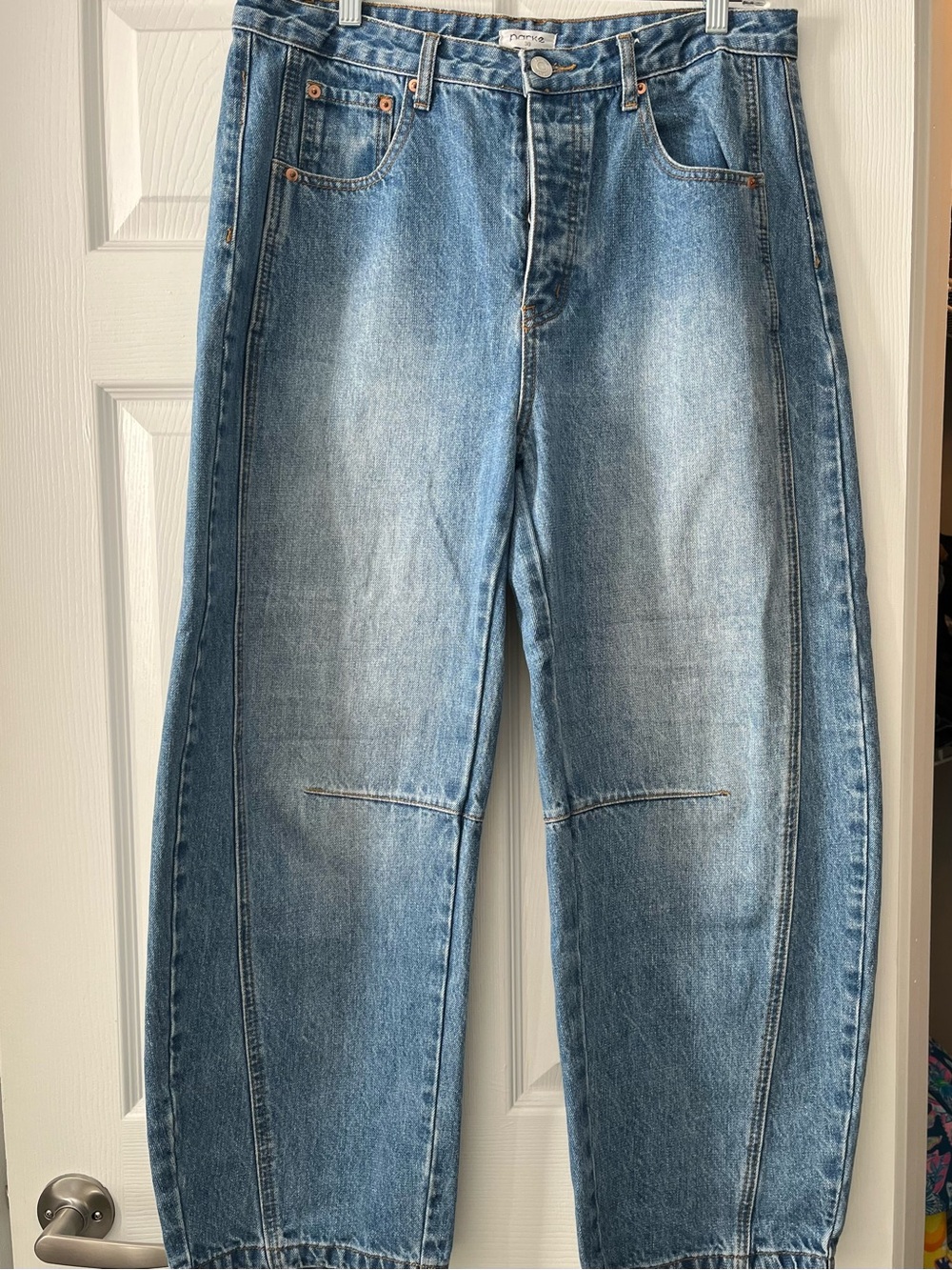 Parker Light Blue Denim Jeans with Contrast Topstitching